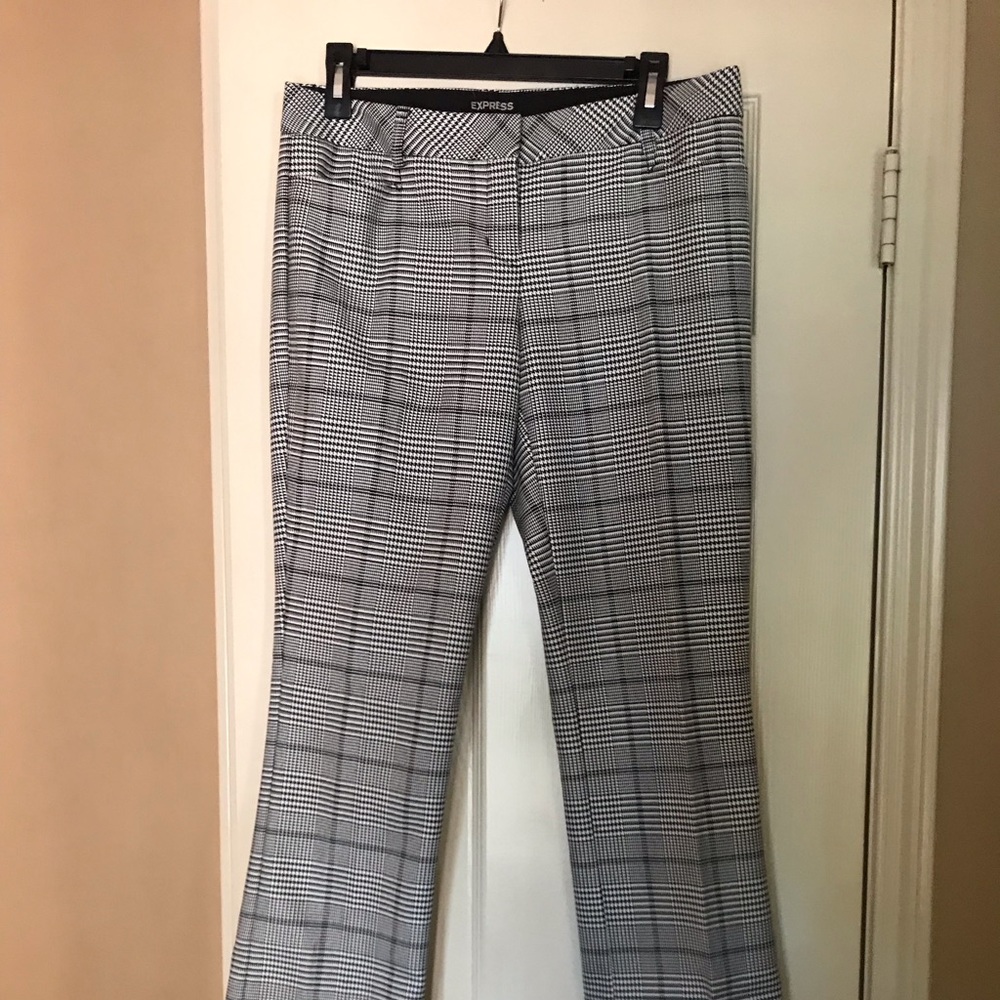 Express Columnist Dress Pants Black White Plaid